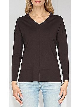 Metric Knits V-Neck Sweater in Chocolate (view 2)