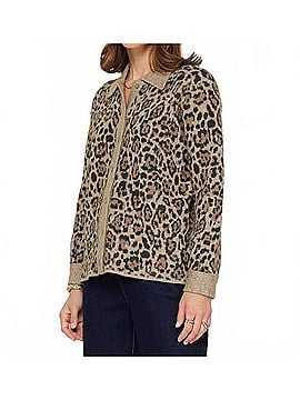 Current Air Long Sleeve Button Up Cardigan in Leopard Print (view 2)