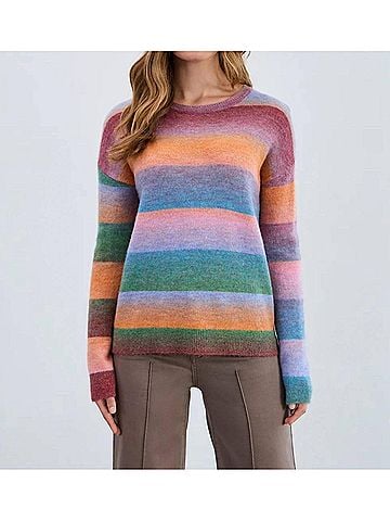FDJ Spacedye Crewneck Sweater in Brixton Multi Stripe (view 2)