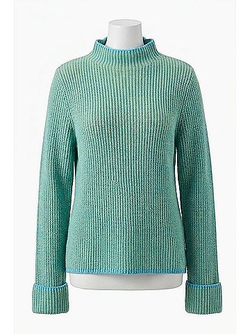 Tribal Two Tone Funnel Neck Sweater in Mist Blue (view 1)