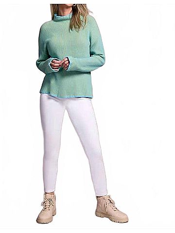 Tribal Two Tone Funnel Neck Sweater in Mist Blue (view 2)