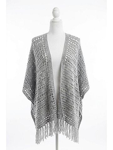 Scandal Italy Fringe Poncho in Blue (view 1)