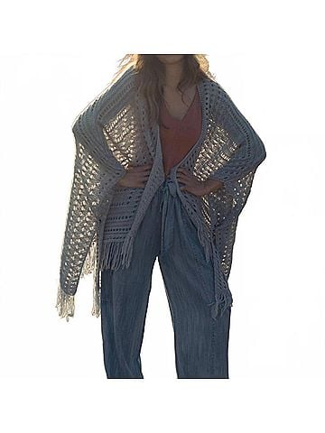 Scandal Italy Fringe Poncho in Blue (view 2)