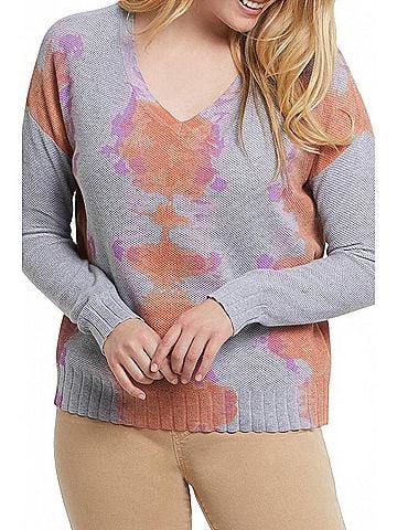 Tribal Shelby Long Sleeve V-Neck Sweater in Sunkissed (view 2)