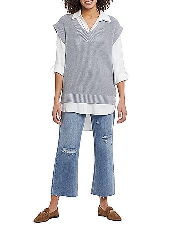 Tribal Silvia Long Sweater Vest in Grey (view 2)