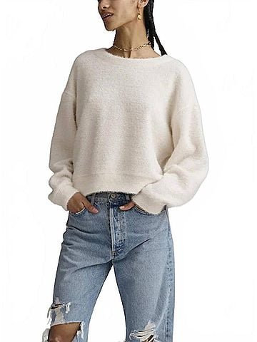 Splendid Fallon Fuzzy Crewneck Sweater in White (view 2)
