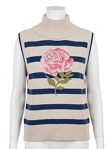 THML Pretty In Pink Sleeveless Knit Sweater in Cream (view 1)