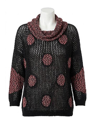 French Kyss Crochet Dot Poncho in Blackfucshia (view 1)