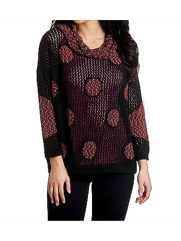 French Kyss Crochet Dot Poncho in Blackfucshia (view 2)