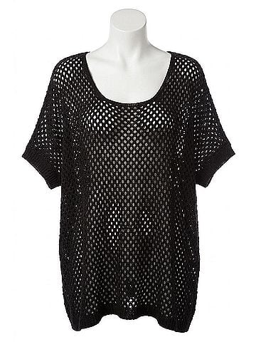 French Kyss Crochet Poncho in Black (view 1)