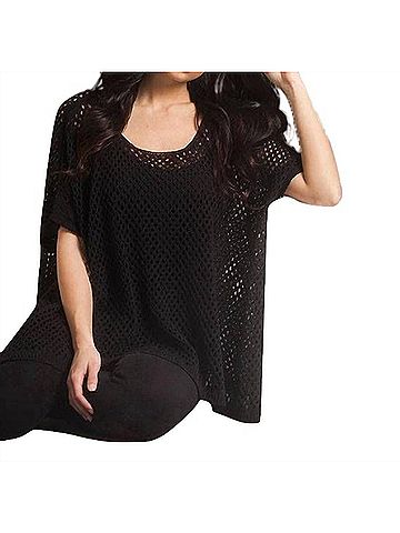 French Kyss Crochet Poncho in Black (view 2)