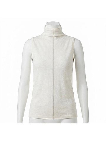 Kinross Women's Seamed Funnel Top in Ivory (view 1)