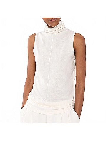 Kinross Women's Seamed Funnel Top in Ivory (view 2)
