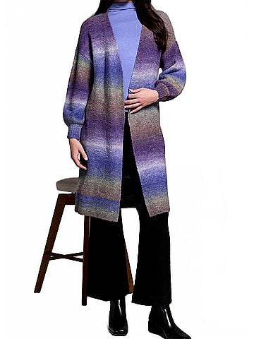 Tribal Women's Boucle Puff Sleeve Long Sweater in Space Dye (view 2)
