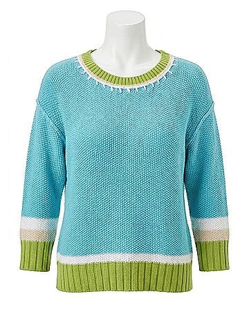 Tribal Women's Crew Neck Sweater in Aqua (view 1)