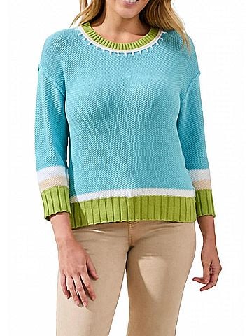 Tribal Women's Crew Neck Sweater in Aqua (view 2)