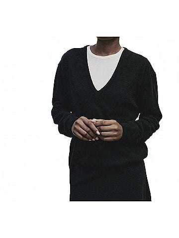Mijeong Park Cashmere Blend V-Neck Sweater in Black (view 2)