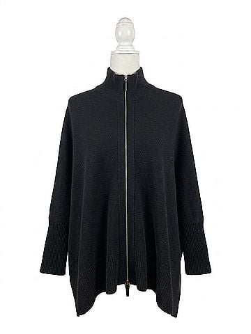 Lafayette 148 New York Women's Zip Up Poncho in Black (view 1)