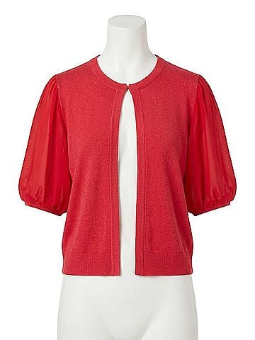 FDJ Eliana Elbow Sleeve Cardigan in Rouge (view 1)