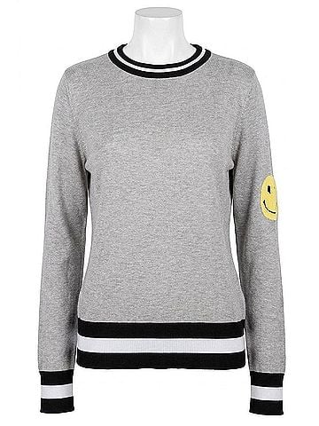 THML Harper Smiley Face Knit Sweater in Heather Gray (view 1)