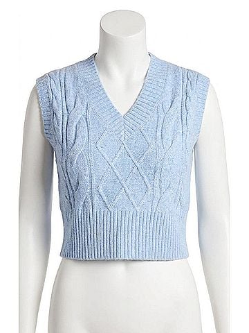 Sage the Label Clarke Cable Knit Sweater Vest in Sky (view 1)