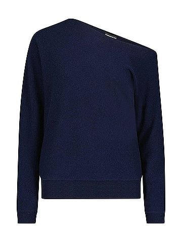 Minnie Rose Cashmere Off-The-Shoulder Top in Navy (view 1)