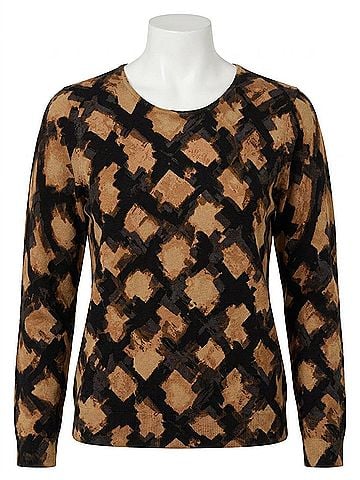 Nic + Zoe Glowy Check Sweater in Neutral Multi (view 1)