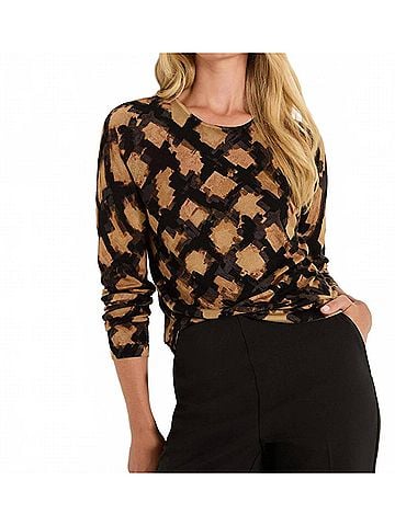 Nic + Zoe Glowy Check Sweater in Neutral Multi (view 2)