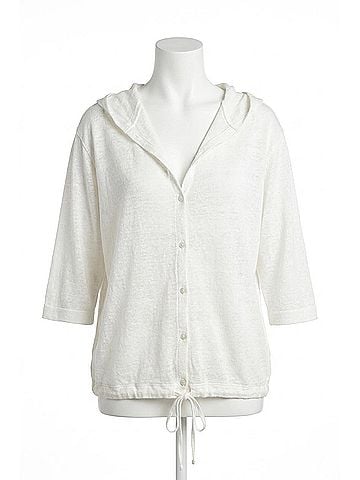 Kinross Drawstring Hooded Cardigan in White (view 1)