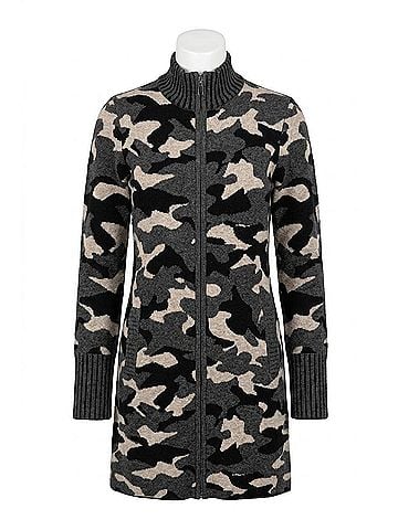 Kinross Camo Zip Cardigan in Charcoal Multi (view 1)