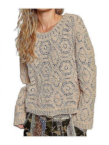 Pol Crochet Knit Sweater in Mocha (view 2)