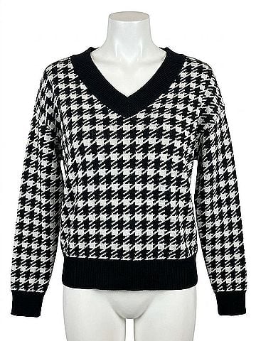 Pol Heavenly Houndstooth Sweater in Black Multi (view 1)