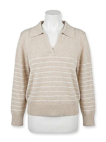 White Birch Classically Casual Sweater in Oatmeal (view 1)