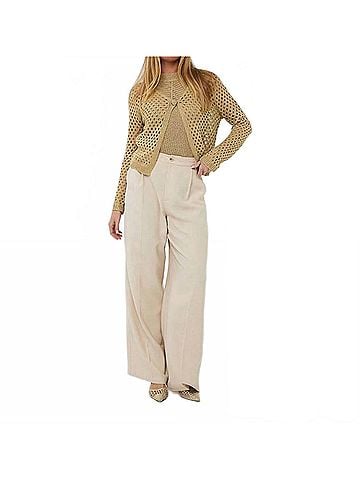 ESQUALO Cira Button Lurex Cardigan in Gold (view 2)