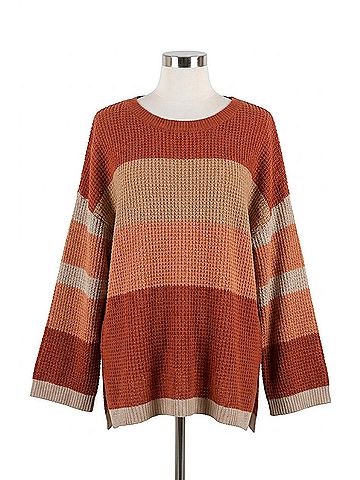 Umgee Betty Color Block Sweater in Rust (view 1)