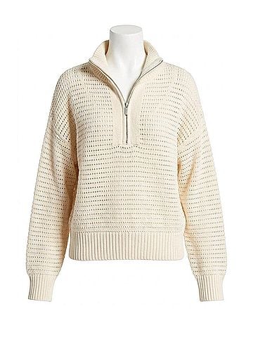 Sanctuary Open Knit Half Zip Sweater in Collagen (view 1)