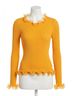 Milly Solid Orange Wired Edge Ribbed Knit Pullover Sweater in Tangerine Size S - photo 1
