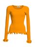Milly Solid Orange Wired Edge Ribbed Knit Pullover Sweater in Tangerine Size S - photo 4