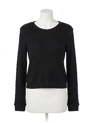 Bobi Crewneck Pullover Cable Knit in Black (view 1)