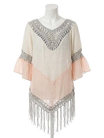 143 story Get Me Started Poncho in White/Blush (view 1)