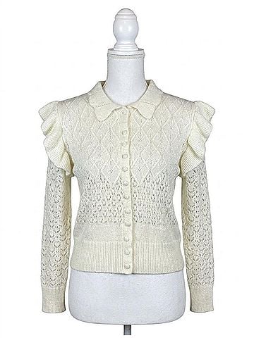 Mikarose Crochet Pearl Cardigan in Ivory (view 1)