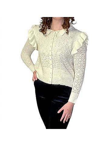 Mikarose Crochet Pearl Cardigan in Ivory (view 2)