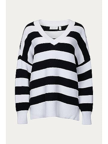 RD Style Oversized Ottoman Rugby Striped Sweater in Black/White (view 2)