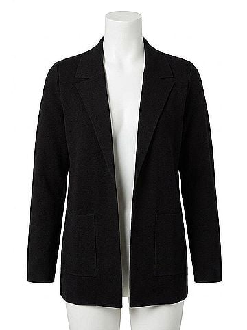 Kensie Comfy Viscose Blend Collared Cardigan in Black (view 1)