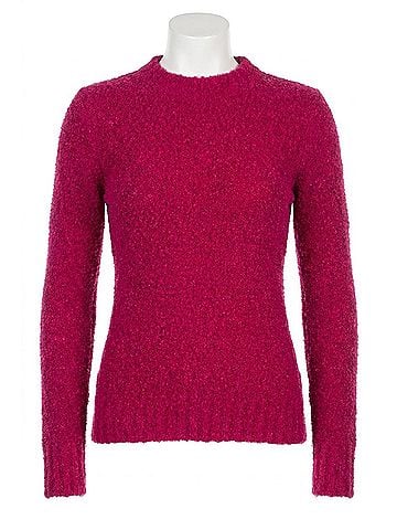 Kensie Fuzzy Boucle Long Sleeve Sweater in Pink (view 1)