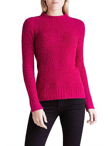 Kensie Fuzzy Boucle Long Sleeve Sweater in Pink (view 2)
