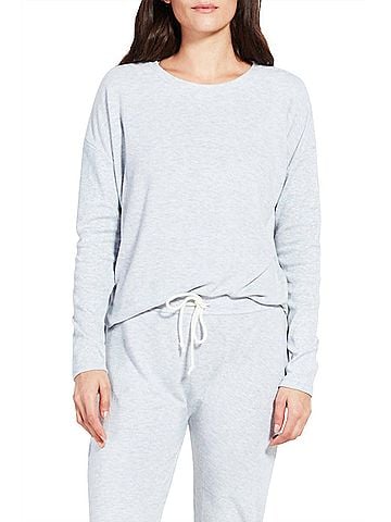 Kensie Long Sleeve Pullover Knit Sweater in Light Heather Grey (view 2)