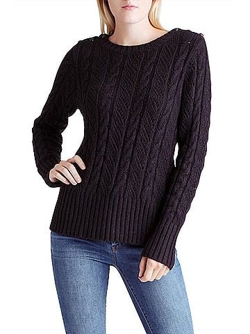 Kensie Punk Yarn Sweater in Black (view 2)