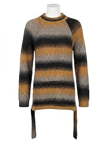 Kensie Stripes Fuzzy Knit Ombre Sweater in Orange (view 1)