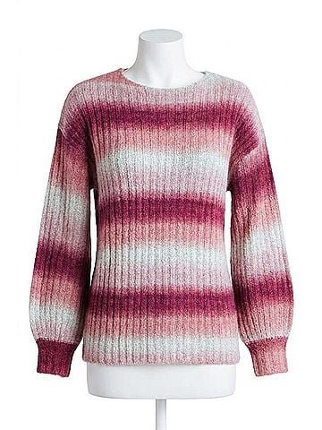 Kensie Long Sleeve Sweater in Pink (view 1)